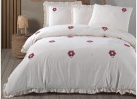Постельное белье Washed Cotton Saheser - Florita Maroon с вышивкой (Turkey), евро
